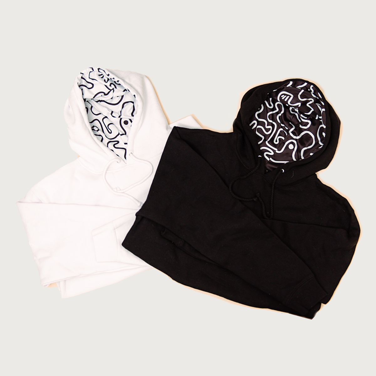Black hoodie with white top lines